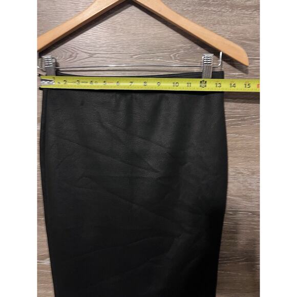 Saks Fifth Avenue 5/48 Womens Vegan Leather Pencil Skirt Black Sz XS Midi - Picture 2 of 6